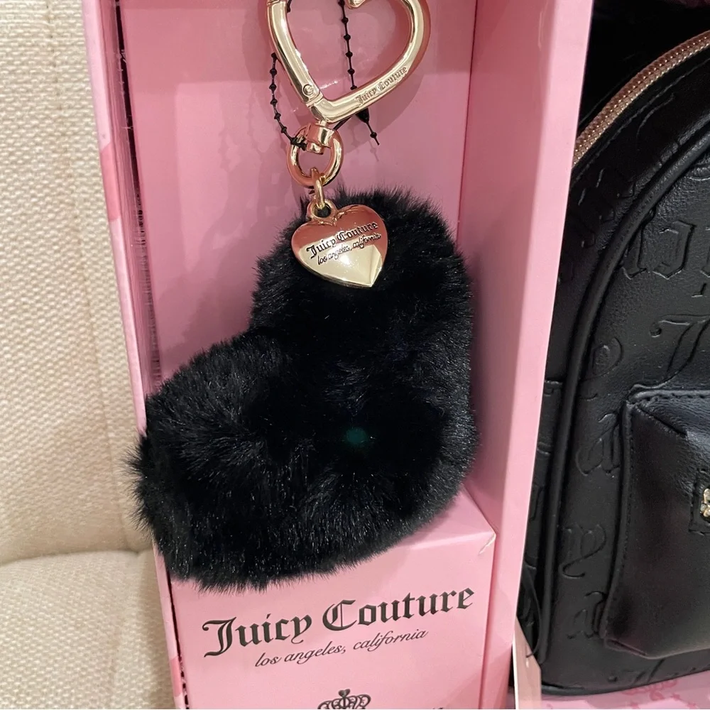 NEW Juicy Couture Black DeBoss Logo Mini Backpack & Heart Puff Keychain Gift Set Juicy Couture | Bags | New Juicy Couture Black Deboss Logo  main image 4